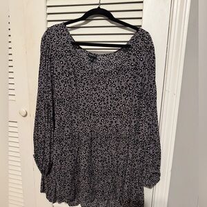 Leopard Print 3/4 Length Babydoll Top